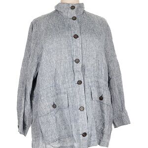 NWT Lands' End Women's 100% Linen Gray Utility Jacket. Size 2X ( 20 - 22 )